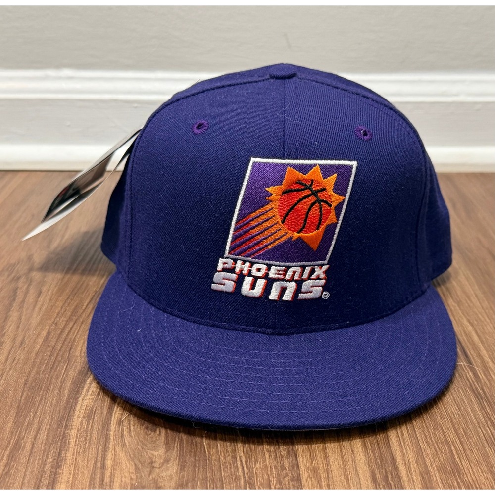 VTG New Era 5950 NBA Phoenix Suns 100% Wool Fitted Hat Size 7 Purple Made in USA